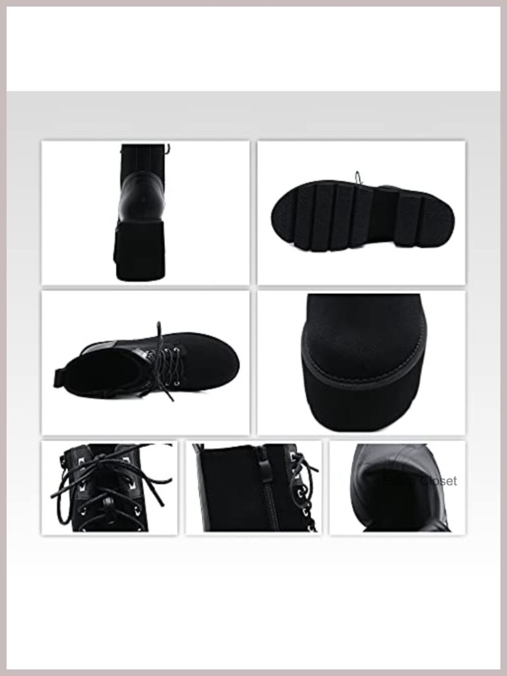 Platform Combat Boots Lace Up&Zipper Ankle Boots Chunky Heel - Picture 4 of 6